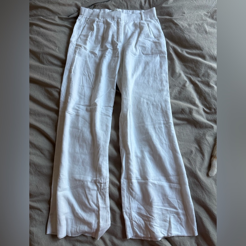 Abercrombie White Linen Wide Leg Pants